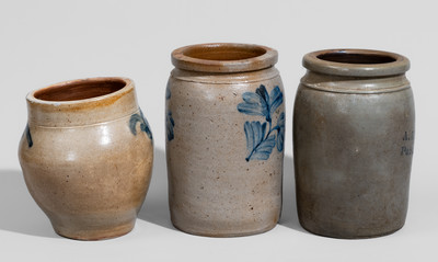 Three Small-Sized American Stoneware Jars, 19th century