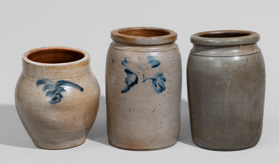 Three Small-Sized American Stoneware Jars, 19th century