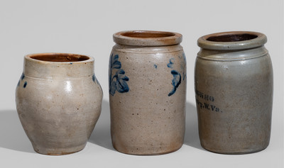 Three Small-Sized American Stoneware Jars, 19th century