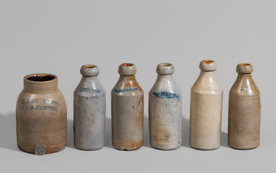 Six Salt-Glazed Stoneware Articles, Northeastern U.S., second half 19th century