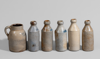 Six Salt-Glazed Stoneware Articles, Northeastern U.S., second half 19th century