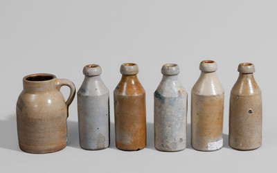 Six Salt-Glazed Stoneware Articles, Northeastern U.S., second half 19th century