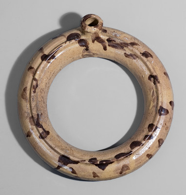 Rare Southern Stoneware Ring Flask, possibly Whelchel Family, Gaffney, SC