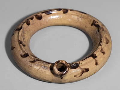 Rare Southern Stoneware Ring Flask,  possibly Whelchel Family, Gaffney, SC