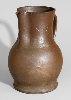 Rare attrib. Decker Pottery, Washington County, Tennessee Stoneware Presentation Pitcher