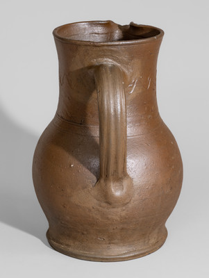 Rare attrib. Decker Pottery, Washington County, Tennessee Stoneware Presentation Pitcher