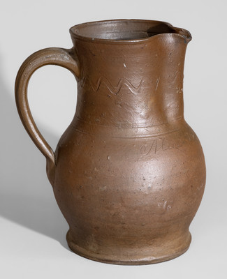 Rare attrib. Decker Pottery, Washington County, Tennessee Stoneware Presentation Pitcher