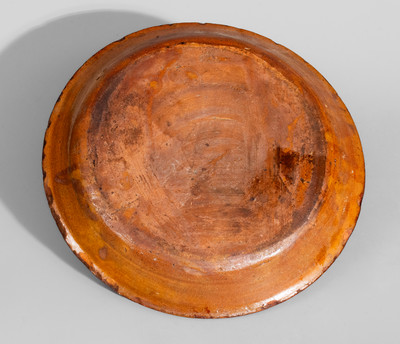 Attrib. Eby Pottery, Conestogo, Ontario, Canada Redware Dish w/ Stenciled Manganese Slip