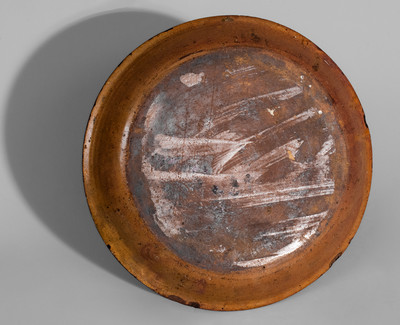 Attrib. Eby Pottery, Conestogo, Ontario, Canada Redware Dish w/ Manganese Slip Decoration