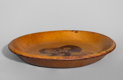 Attrib. Eby Pottery, Conestogo, Ontario, Canada Redware Dish w/ Manganese Slip Decoration