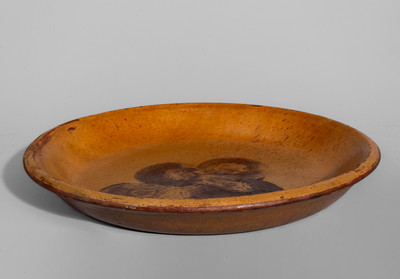 Attrib. Eby Pottery, Conestogo, Ontario, Canada Redware Dish w/ Manganese Slip Decoration