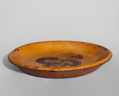 Attrib. Eby Pottery, Conestogo, Ontario, Canada Redware Dish w/ Manganese Slip Decoration