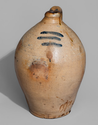 J. REMMEY / MANHATTAN-WELLS / NEW-YORK Cobalt-Decorated Stoneware Jug, early 19th century