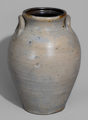 Three-Gallon CHARLESTOWN, Mass. Stoneware Jar w/ Impressed Hearts Decoration, c1815