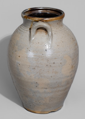 Three-Gallon CHARLESTOWN, Mass. Stoneware Jar w/ Impressed Hearts Decoration, c1815