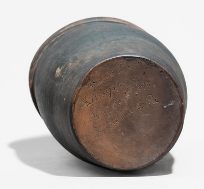 Extremely Rare Falling Spring, Franklin County, PA Redware Presentation Jar, "May 25th 1878"