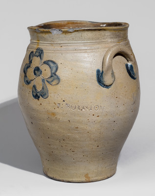 Very Rare J. BOYNTON, Albany, NY Stoneware Jar w/ Incised Floral Decoration, c1816-18