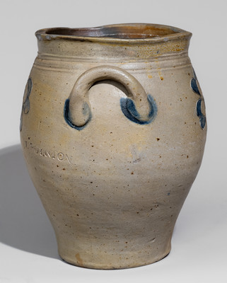 Very Rare J. BOYNTON, Albany, NY Stoneware Jar w/ Incised Floral Decoration, c1816-18