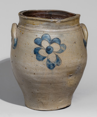 Very Rare J. BOYNTON, Albany, NY Stoneware Jar w/ Incised Floral Decoration, c1816-18
