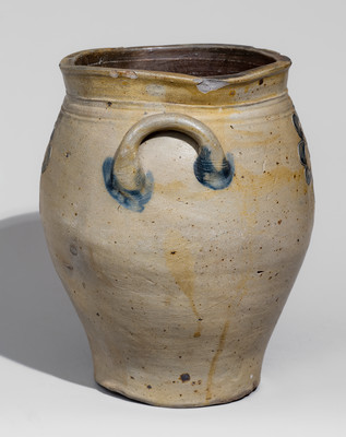 Very Rare J. BOYNTON, Albany, NY Stoneware Jar w/ Incised Floral Decoration, c1816-18
