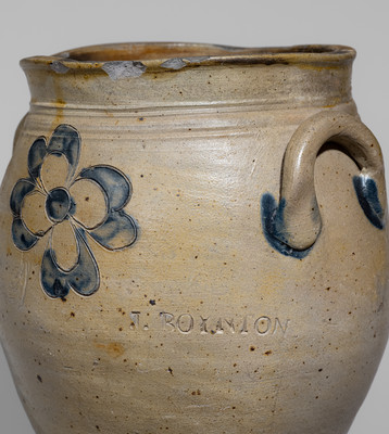 Very Rare J. BOYNTON, Albany, NY Stoneware Jar w/ Incised Floral Decoration, c1816-18