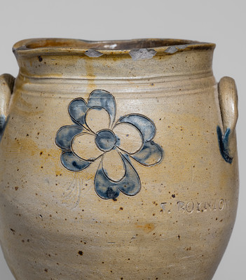 Very Rare J. BOYNTON, Albany, NY Stoneware Jar w/ Incised Floral Decoration, c1816-18
