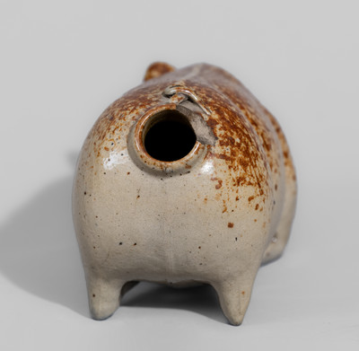 Midwestern U.S. Salt-Glazed Stoneware Pig Flask, fourth quarter 19th century
