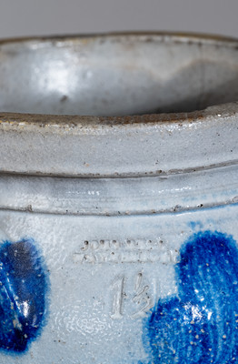 JOHN BELL / WAYNESBORO, PA Stoneware Jar w/ Cobalt Floral Decoration