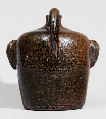Very Rare "Lanier Meaders," Cleveland, GA Stoneware Face Jug w/ Double Row of Rock Teeth, c1970