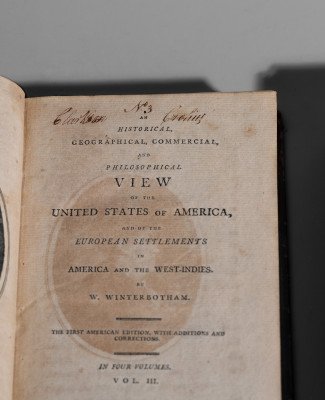 Four Volumes of WINTERBOTHAM S HISTORY OF AMERICA with Signatures of NY Potter, Clarkson Crolius, 1796.