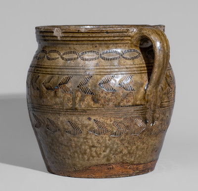 Exceptional attrib. James Williams, Perry County, Alabama Stoneware Jar w/ Elaborate Impressed Decoration