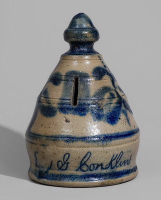 Very Rare Western PA Stoneware Presentation Bank Inscribed "Ed G Conklin Aug 7th 1878"