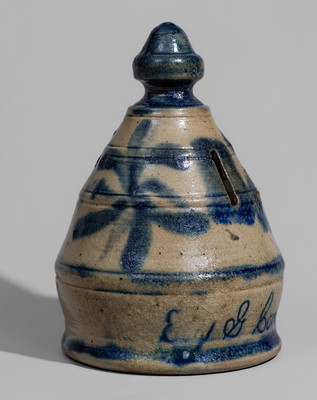 Very Rare Western PA Stoneware Presentation Bank Inscribed "Ed G Conklin Aug 7th 1878"