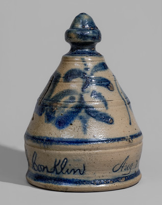 Very Rare Western PA Stoneware Presentation Bank Inscribed "Ed G Conklin Aug 7th 1878"