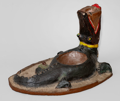 Exceptional Large-Sized Sewer Tile Figure of an Alligator: "Miss Bessie Mae Heath / Make by S.L. Williams"