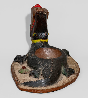 Exceptional Large-Sized Sewer Tile Figure of an Alligator: "Miss Bessie Mae Heath / Make by S.L. Williams"