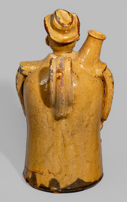 Rare Glazed English Redware Figural Jug, 19th century
