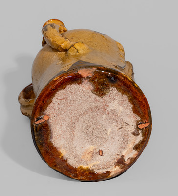 Rare Glazed English Redware Figural Jug, 19th century