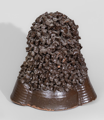 Rare Albany-Slip-Glazed Sewer Tile Bust of Louis XIV, Midwestern origin