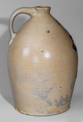 Outstanding W. HART / OGDENSBURGH, NY Five-Gallon Stoneware Jug w/ Cobalt Horse Head, c1858-69
