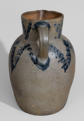 Two-Gallon attrib. Myers & Bokee, Baltimore, MD Stoneware Pitcher w/ Sponged Cobalt Decoration