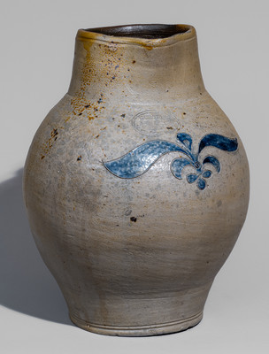 Rare C. CROLIUS / STONE-WARE / MANUFACTURER / Manhattan Wells / NEW-YORK Stoneware Pitcher