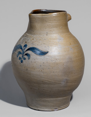 Rare C. CROLIUS / STONE-WARE / MANUFACTURER / Manhattan Wells / NEW-YORK Stoneware Pitcher