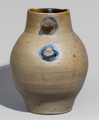 Rare C. CROLIUS / STONE-WARE / MANUFACTURER / Manhattan Wells / NEW-YORK Stoneware Pitcher