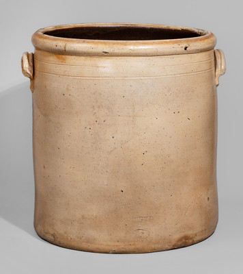 Fine Ten-Gallon Ohio Stoneware Crock w/ Elaborate Cobalt Floral Decoration