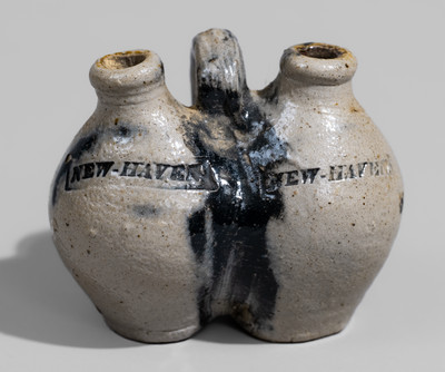 Remarkable Miniature NEW-HAVEN, Connecticut Stoneware Gemel, c1825