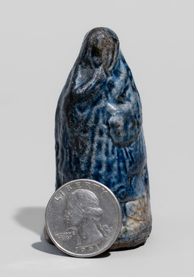 Rare Diminutive Salt-Glazed American Stoneware Figure, 19th century