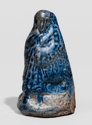 Rare Diminutive Salt-Glazed American Stoneware Figure, 19th century