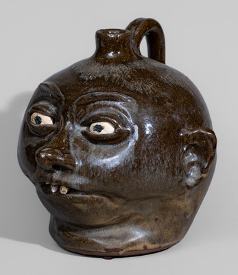 Alkaline-Glazed "Lanier Meaders," Cleveland, GA Stoneware Jug w/ Rock Teeth, c1975