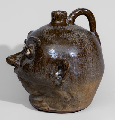 Alkaline-Glazed "Lanier Meaders," Cleveland, GA Stoneware Jug w/ Rock Teeth, c1975
